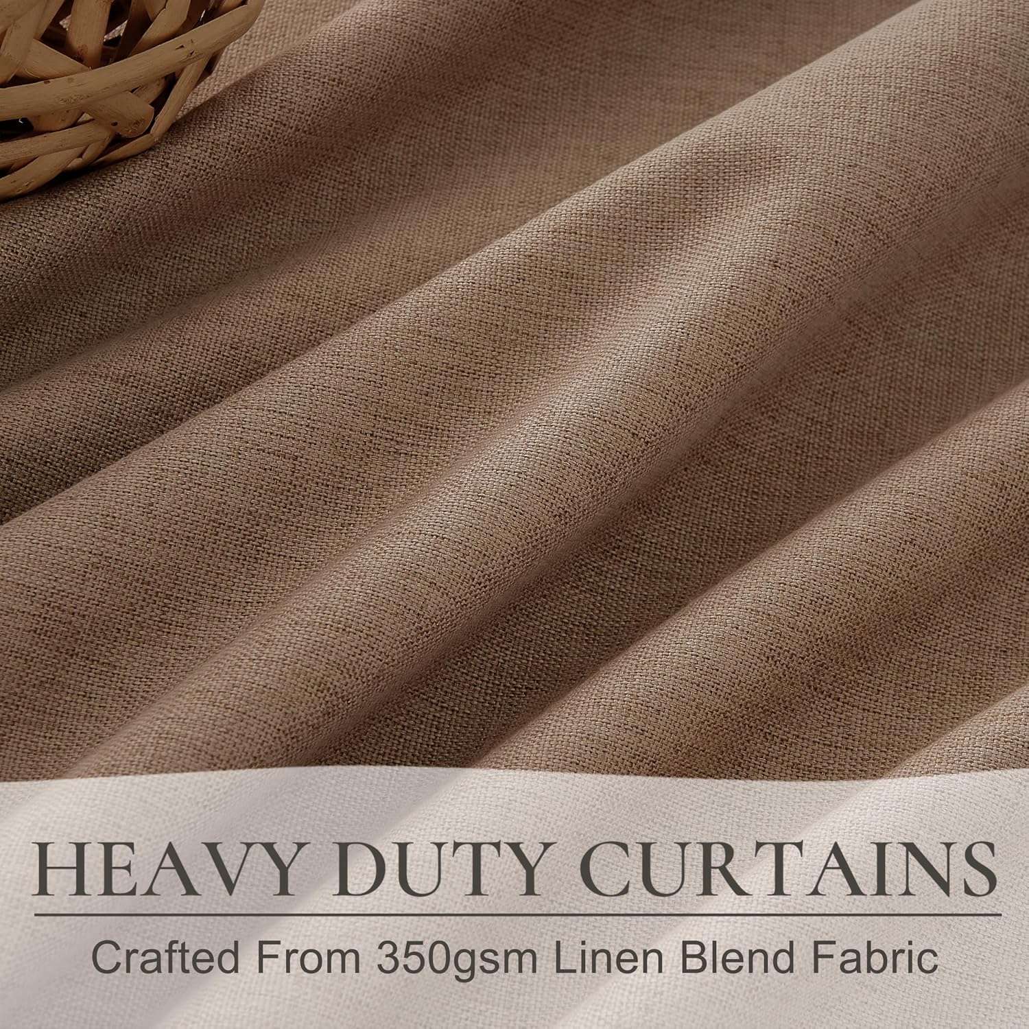 Qjmydeco Rust Brown Blackout Curtains 60 Inches Extra Wide Linen 90 Inch Length for Living Room, Pleated Farmhouse Bedroom Chocolate Thermal…