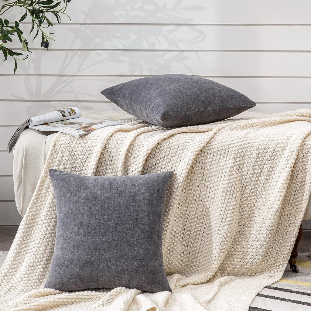 Gawamay Decorative Chenille Throw Pillow Covers 26x26 Inch Pack of 2, Soft Square Couch Pillow Cover for Sofa Cushion Living Room Bedroom S…