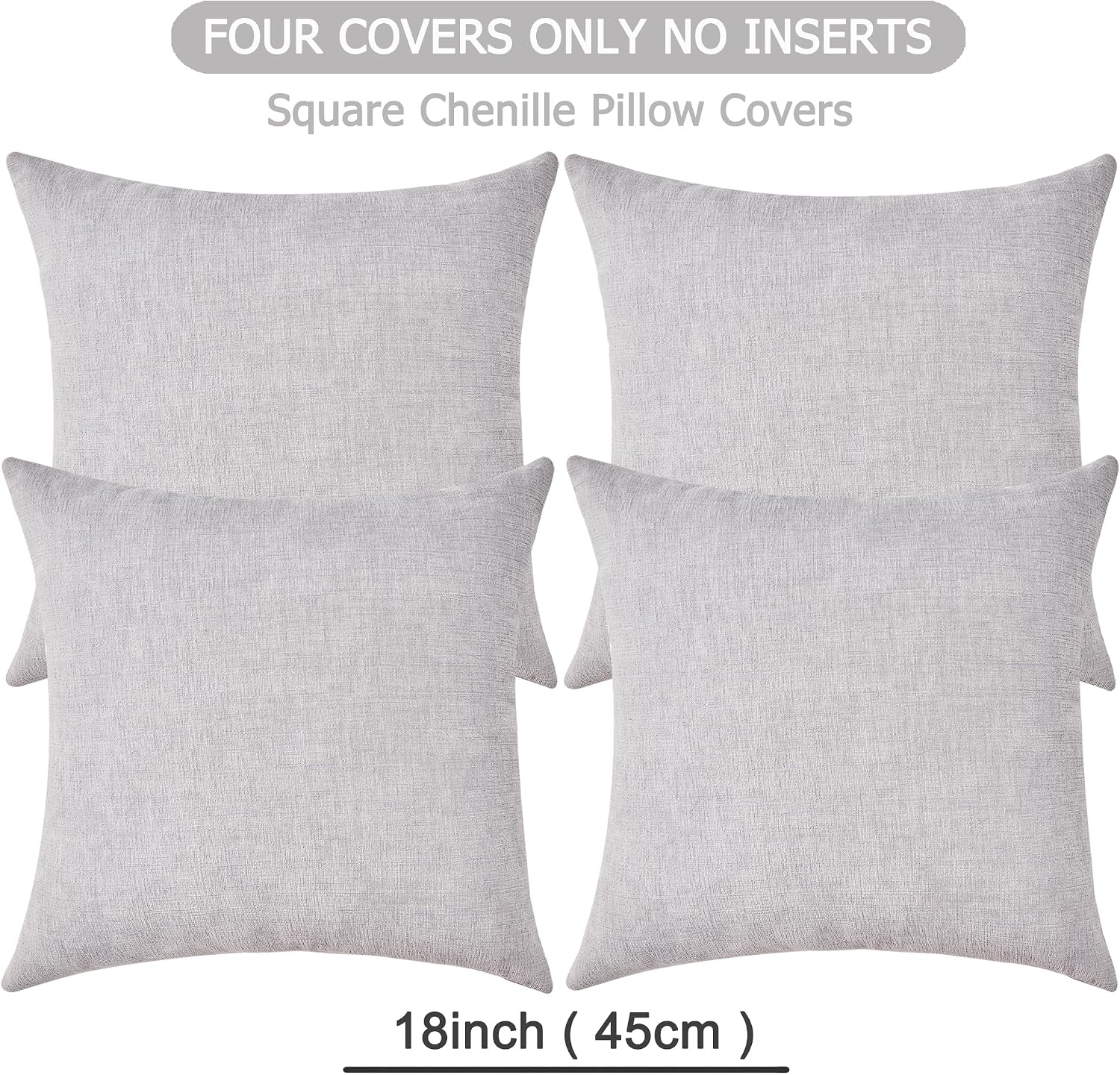 Gawamay Decorative Square Throw Pillow Covers 18"x18" Inch Set of 4, Super Soft Chenille Pillows Farmhouse Fall Pillowcase for Living Room…