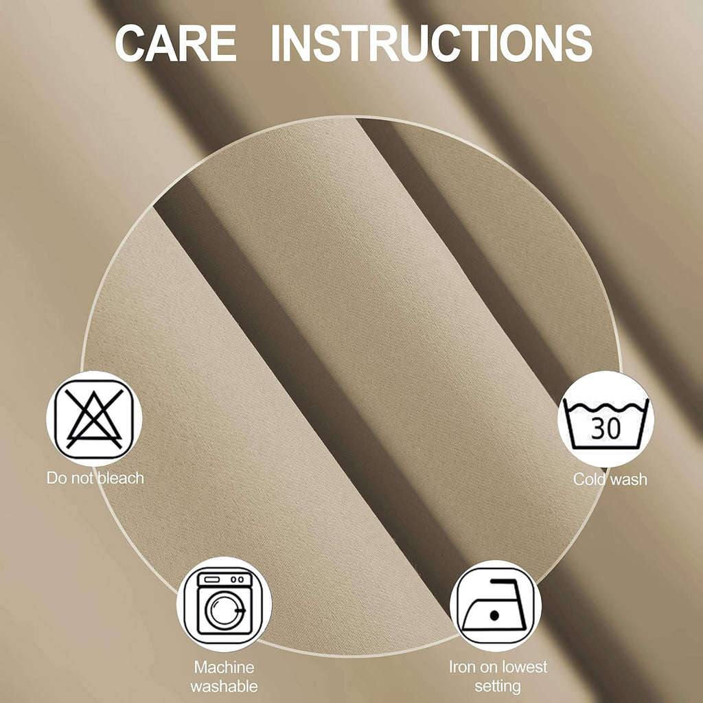 Lemomo Beige Thermal Blackout Curtains/52 x 63 Inch/Set of 2 Panels Room Darkening Curtains for Bedroom 63 Inch silver