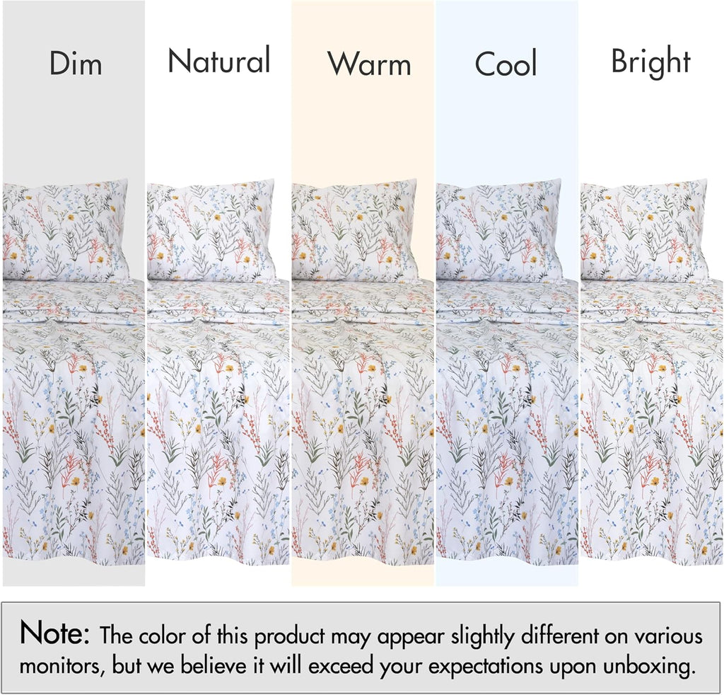 Ruvanti 100% Cotton Percale Sheets California King Size – Crisp Cooling Bed Sheets for Hot Sleepers, Deep Pocket 14”, Soft Breathable & Dur…