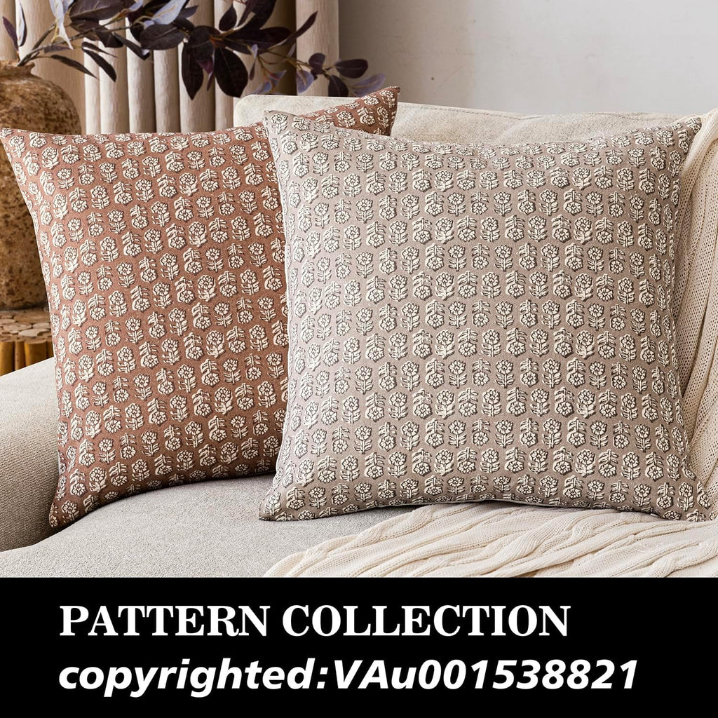 Foindtower Set of 2 Decorative Vintage Floral Print Throw Pillow Covers Neutral Farmhouse Cushion Covers Boho Home Decor for Sofa Couch…