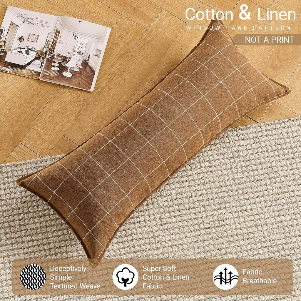 Brown Long Lumbar Body Pillow Cover 14x36 Pack of 1, Chocolate Brown Long Decorative Pillow for Bed 14 x 36, Tan Throw Pillows Chenille…