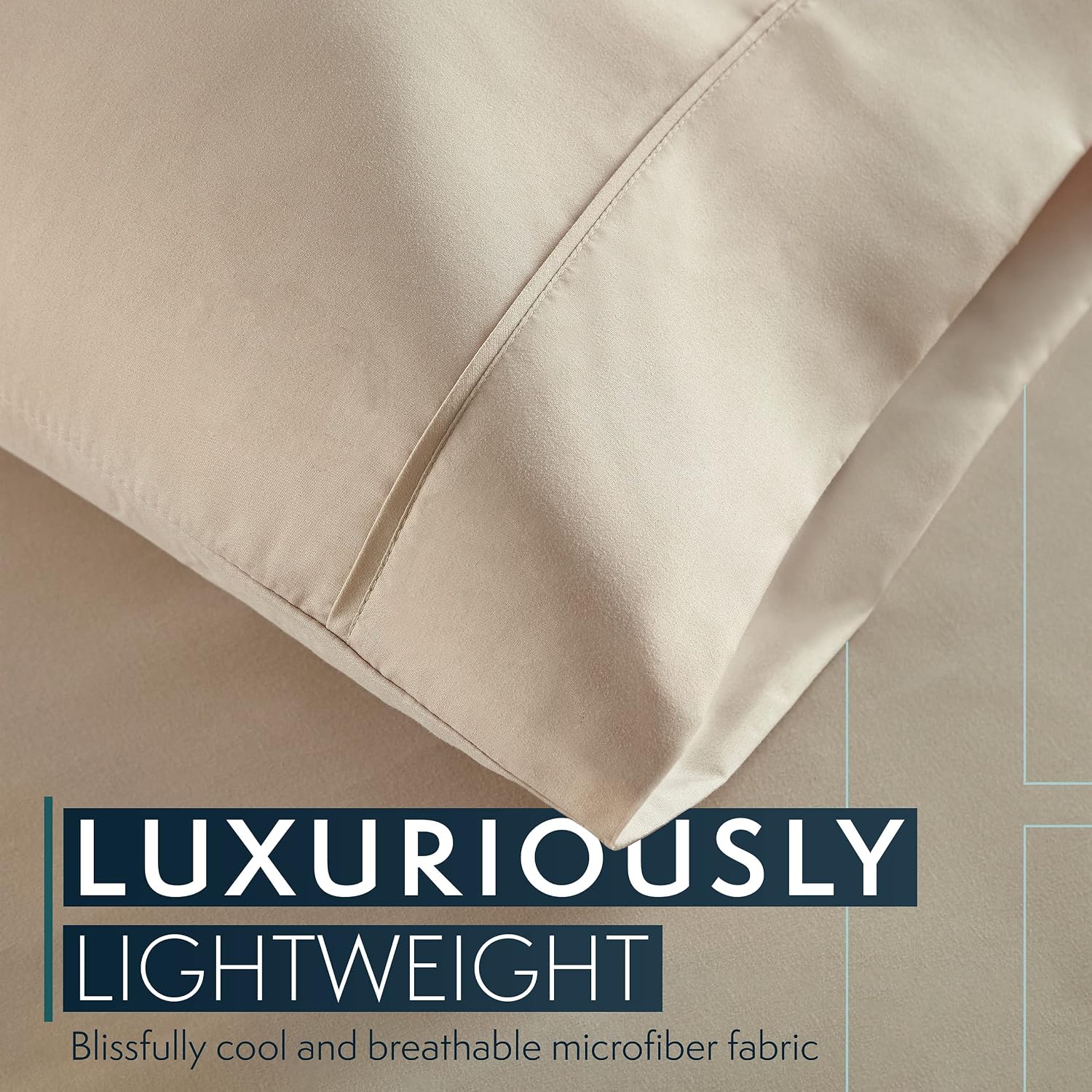 HCCollection HC Collection King Pillow Cases Set of 2- Microfiber, Extra Soft Pillowcases - easy maintenance & Machine Washable - Taupe…