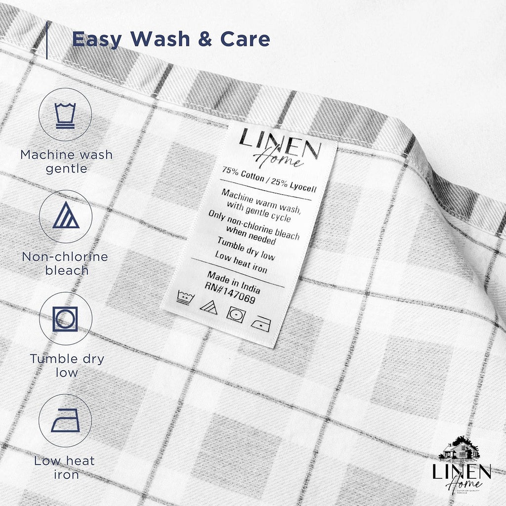 Linen Home Cotton Lyocell Blend Percale Sheet Set Full Size - 4 Piece Deep Pocket Bedding, Pre-Washed & Shrunk, Crisp Cooling Fabric…