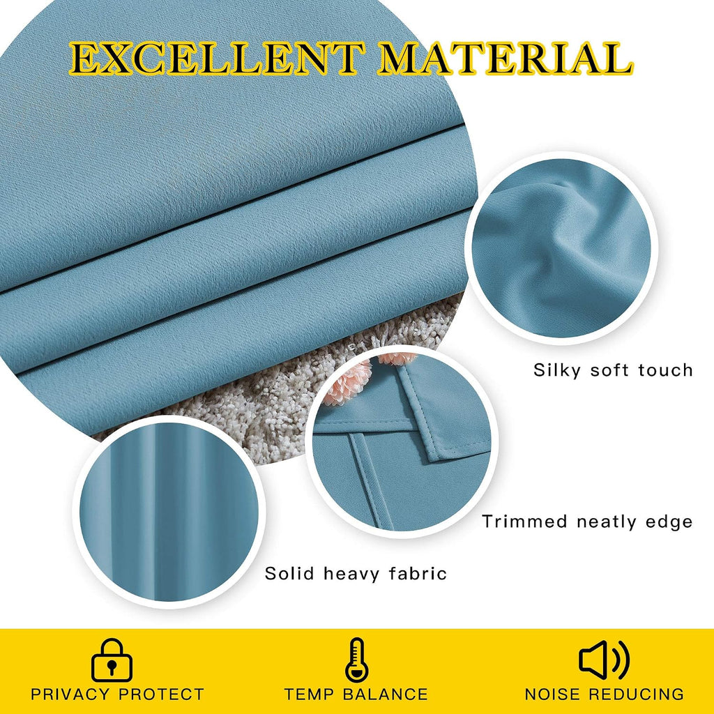 Nicetown Room Darkening Curtain Panels - (52 inches W x 108 inches L, Teal Blue, 2 Panels) Toddler Boy Bedroom Drapes with Grommet Top, Ene…