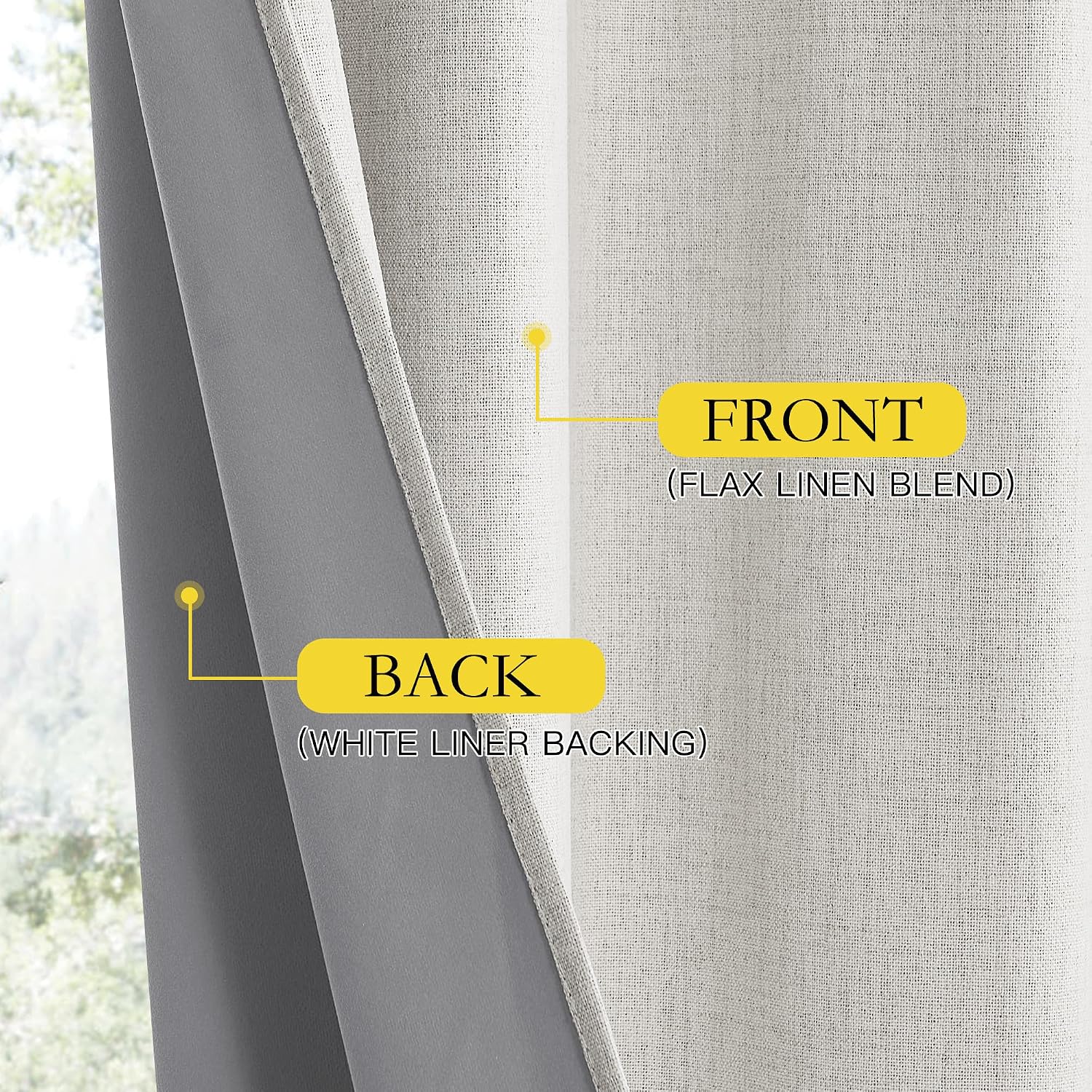 NICETOWN Snowbound Vintage Linen 100% Blackout Curtains for Classroom, Thermal Insulated Curtains 63" Long, Noise Reducing Window…