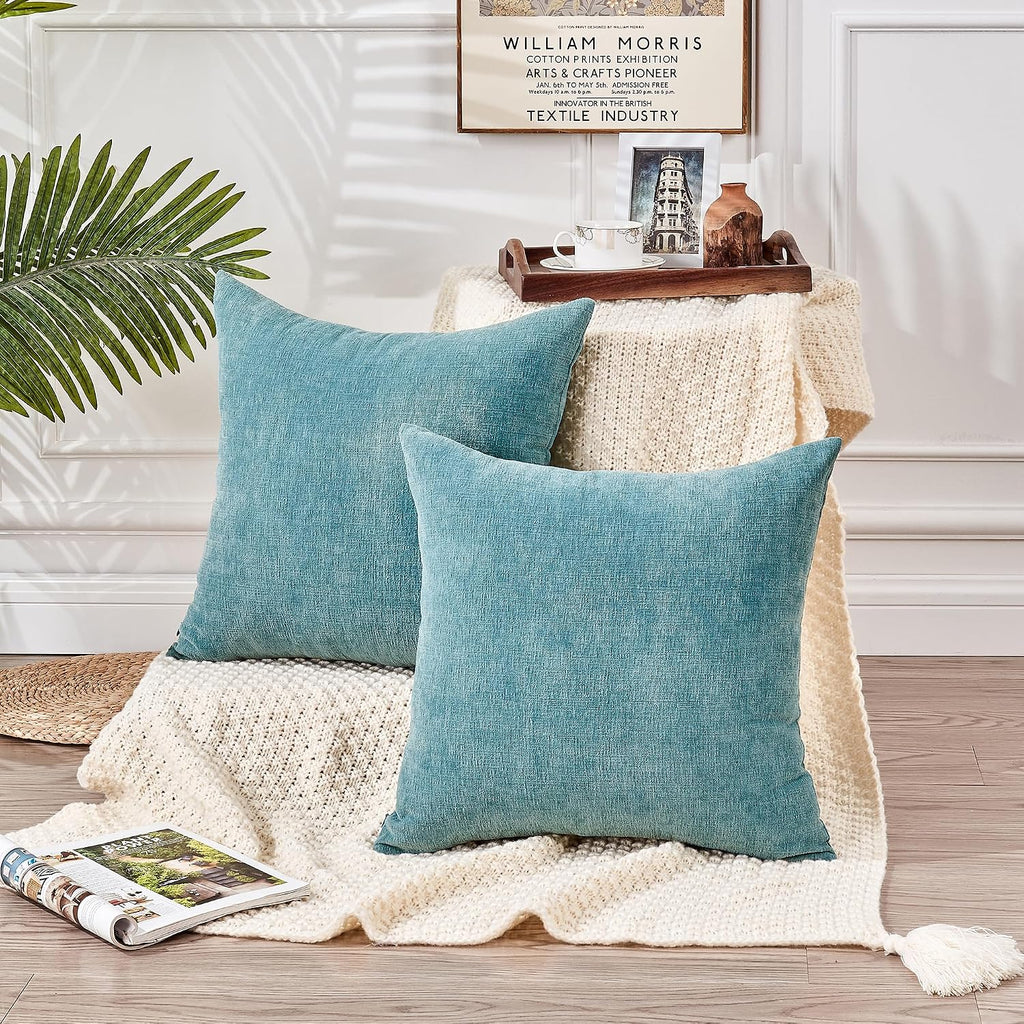 Gawamay Decorative Chenille Throw Pillow Covers 26x26 Inch Pack of 2, Soft Square Couch Pillow Cover for Sofa Cushion Living Room Bedroom O…