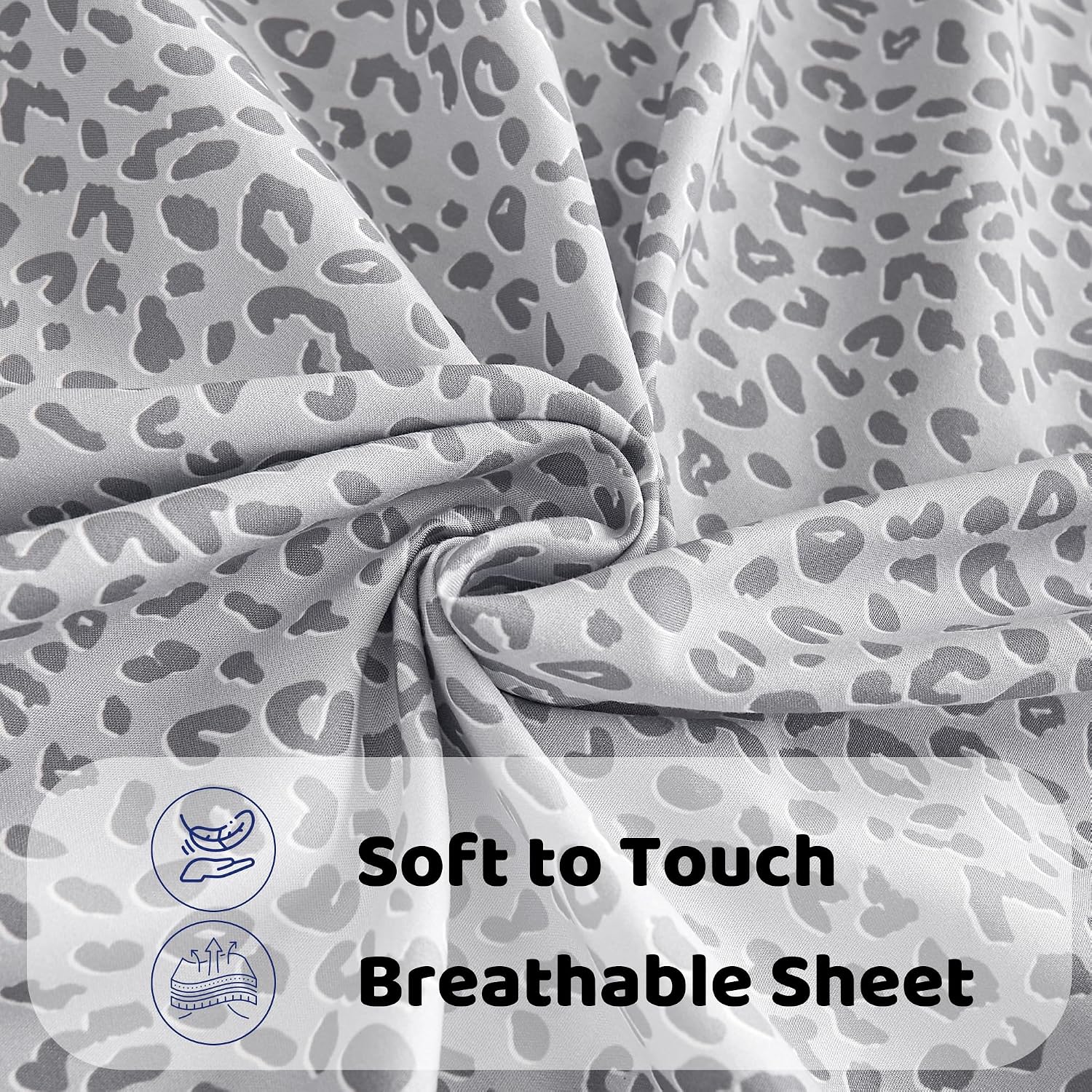 mooreeke Leopard Cheetah Printed Full Bed Sheets, Soft Microfiber Bedding Sheets & Pillowcases, Deep Pocket Non-Slip Fitted Full Sheet, Sil…
