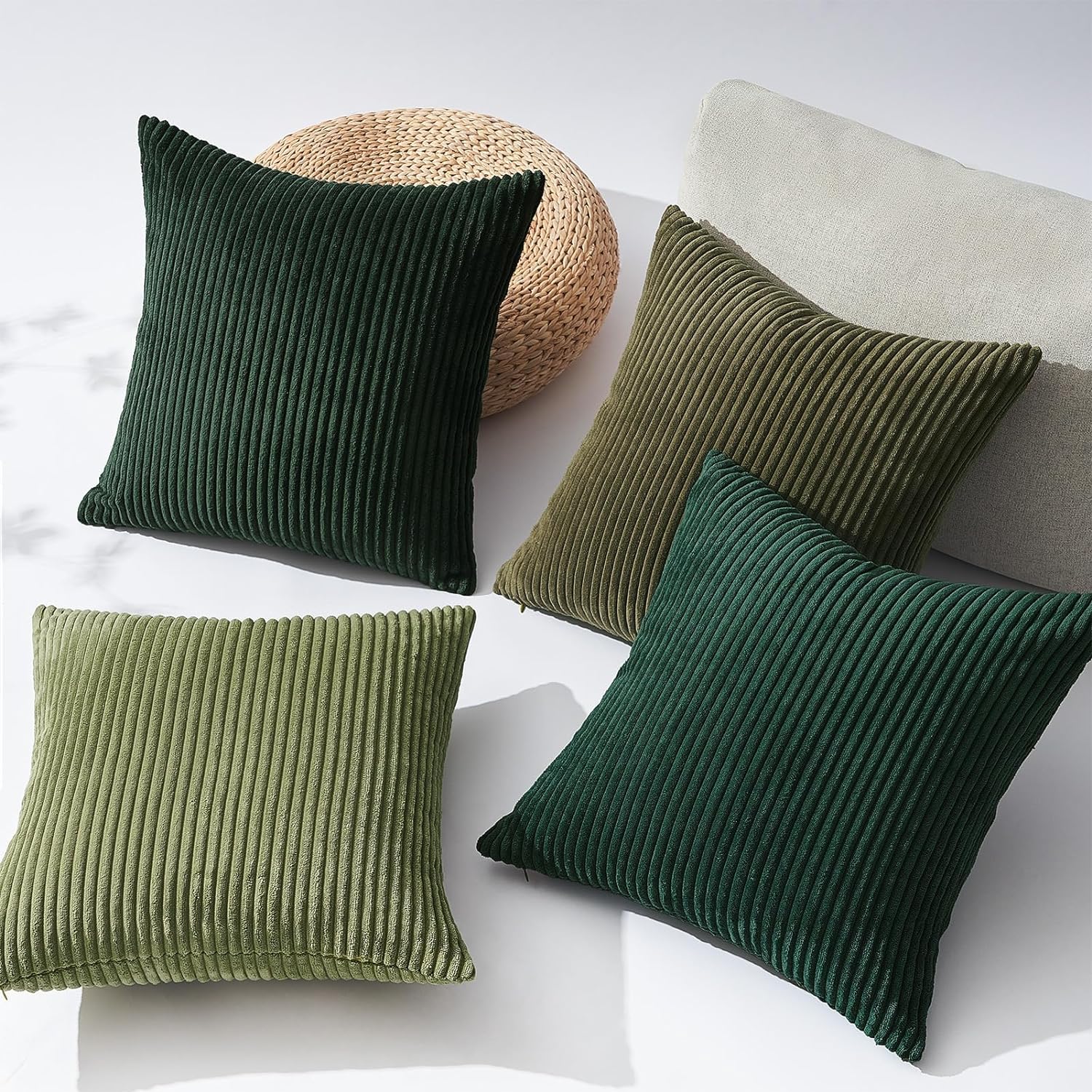 Topfinel Corduroy Throw Pillow Covers Pack of 2 Gray 16"x16" No Insert with Hidden Zipper | Decorative Cushion Covers for Fall, Halloween,…