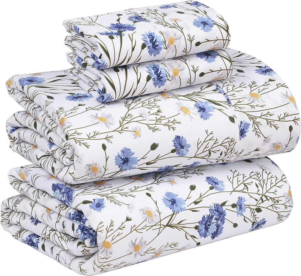 Ruvanti 100% Cotton Percale Sheets Full Size – Crisp Cooling Bed Sheets for Hot Sleepers, Deep Pocket 16”, Soft Breathable & Durable Hotel-…