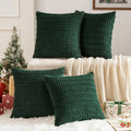 Miulee Pack of 4 Christmas Dark Green Corduroy Decorative Throw Pillow Covers 18x18 Inch Soft Boho Striped Pillow Covers Modern Farmhouse H…
