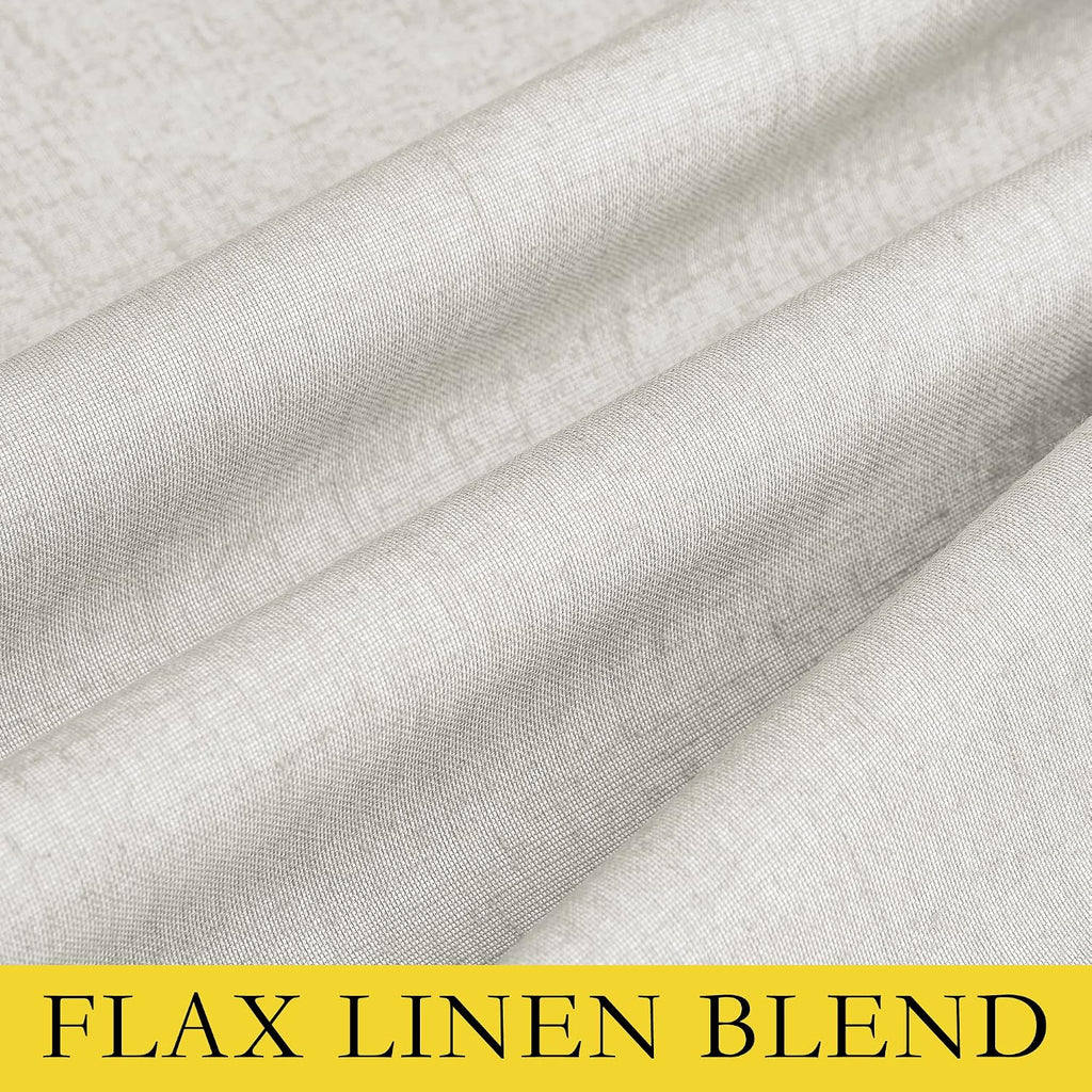 NICETOWN 100% Absolutely Blackout Linen Curtains with Thermal Insulated White Liner, Ivory, 62" Wide, 2 Pieces, Privacy Vertical Window…