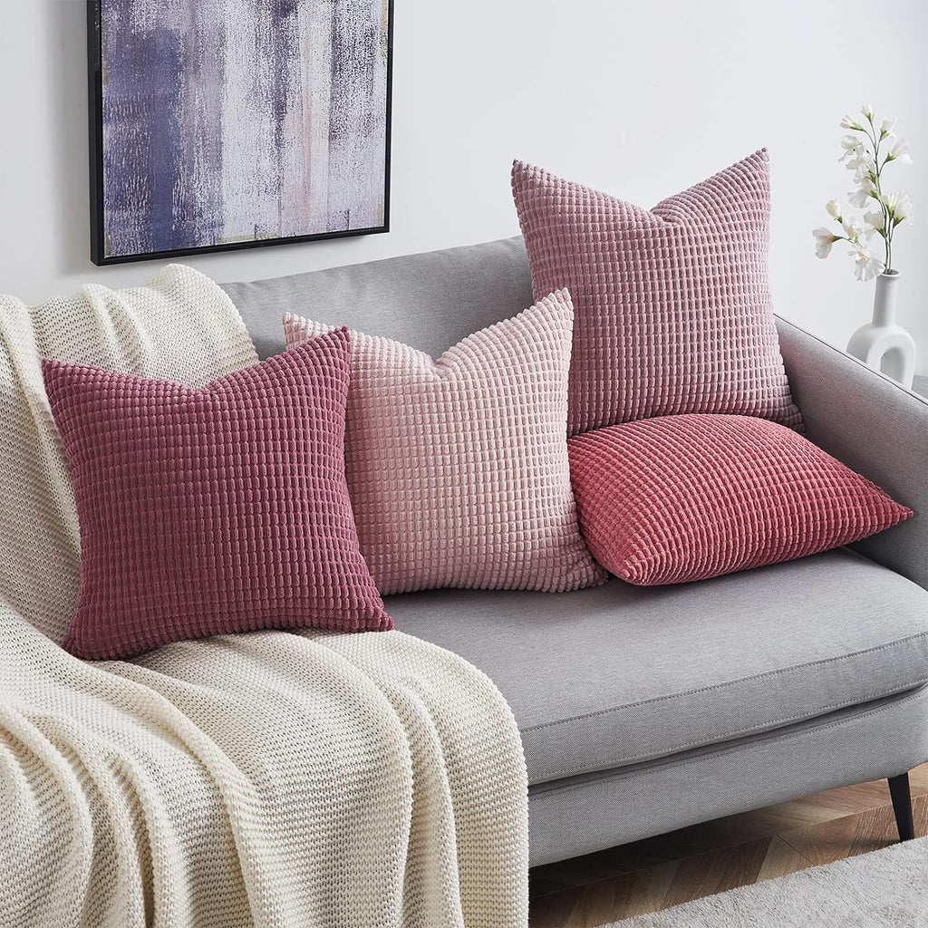 Topfinel 4 Packs Pink Decorative Throw Pillow Covers 24x24 Inch for Living Room Couch Bed Sofa, Boho Western Farmhouse Home Decor, Square S…