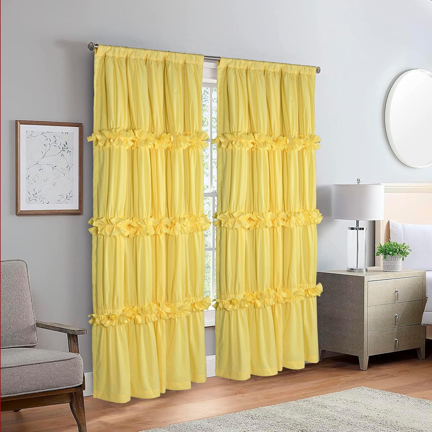 Homechoice Decor Thermal Insulated Blackout Window Curtains, 54" W x 84" L x 2 Panels, Boho Ruched Window Treatments with 3 Rows of…