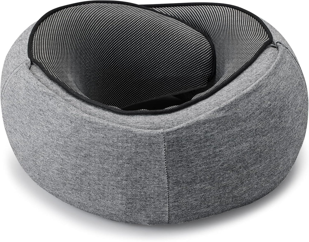 Travel Pillow with Hood (Dark Gray) - for Airplane Travel and Car Ride Nap, Foldable Hood, Slow-Rebound Memory Foam, 360 Ergonomic…