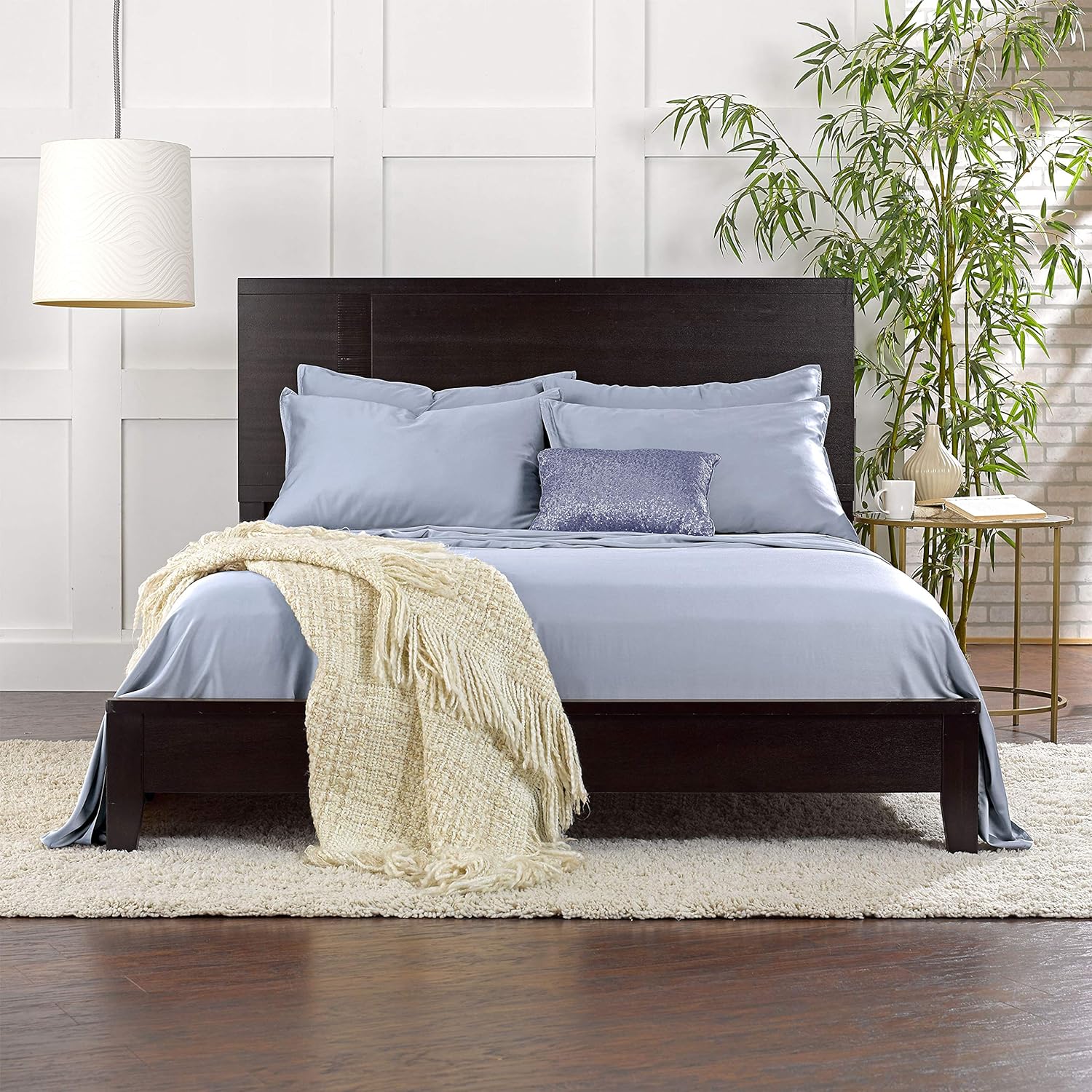 PureBamboo Pure Bamboo Full Sheets, Genuine 100% Organic Viscose Derived from Bamboo Bed Sheet Set, Luxuriously Soft & Cooling, Double Stit…