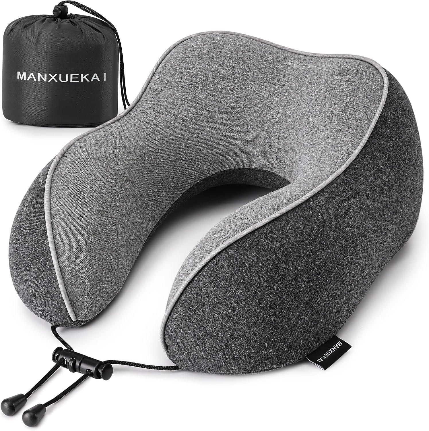 MANXUEKAI Travel Neck Pillow 100% Pure Memory Foam Travel Pillow for Sleeping on Airplane, Car, Train, Bus, Office and Home Use, Washable…