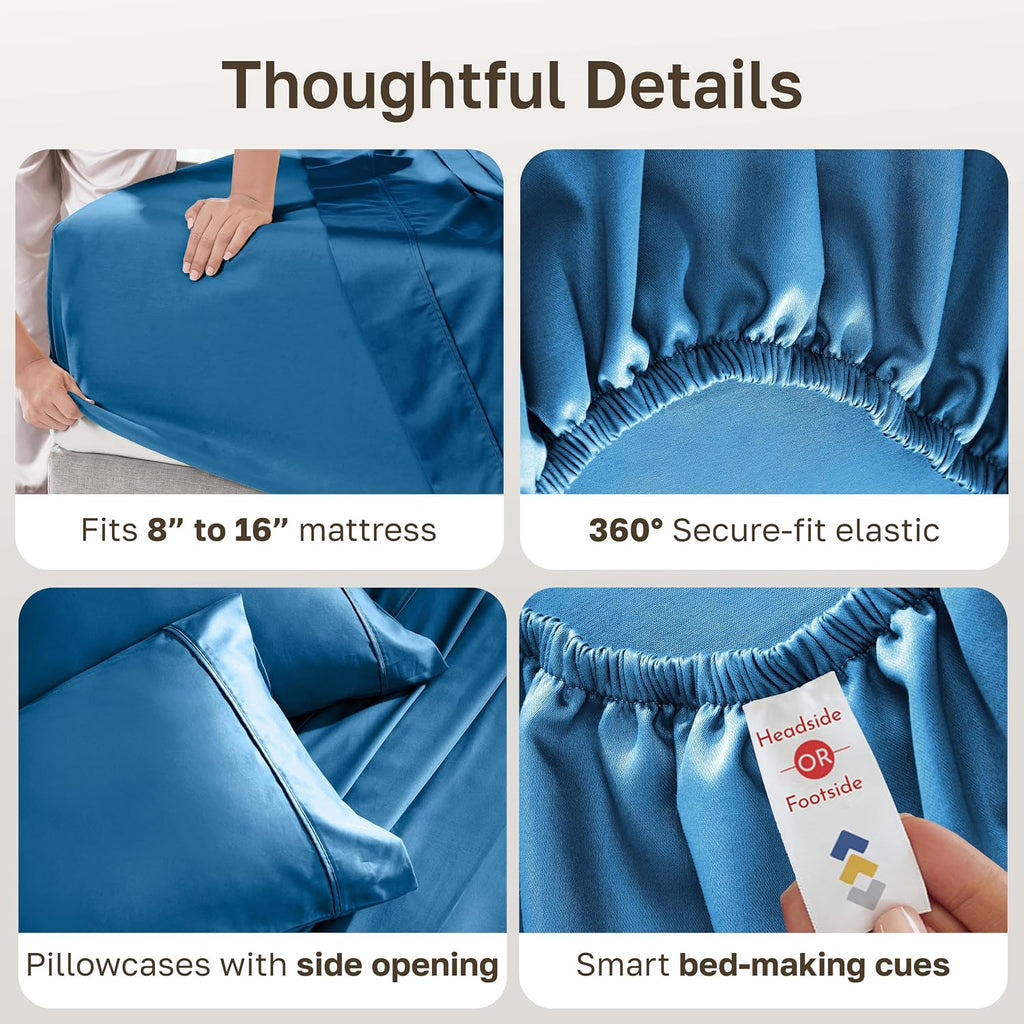 CaliforniaDesignDen California Design Den Soft Queen Size Cotton Sheet Sets, 400 TC Good Housekeeping Award Winner, Silky Smooth Sateen Wea…