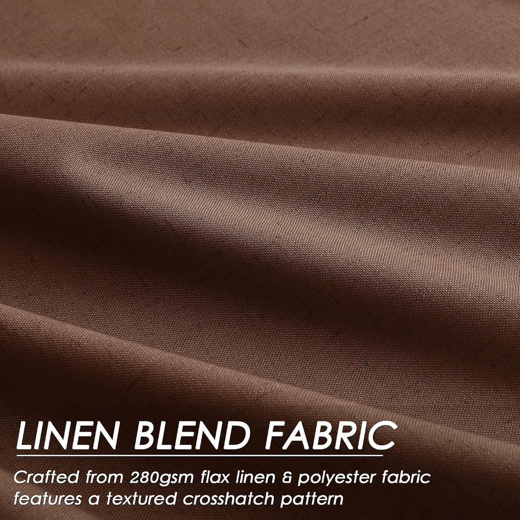 Nanspring Rustic Brown 100% Blackout Linen Curtains for Bedroom 102 Inches Long Back Tab Thermal Insulated Rustic Farmhouse Decor Black Out…