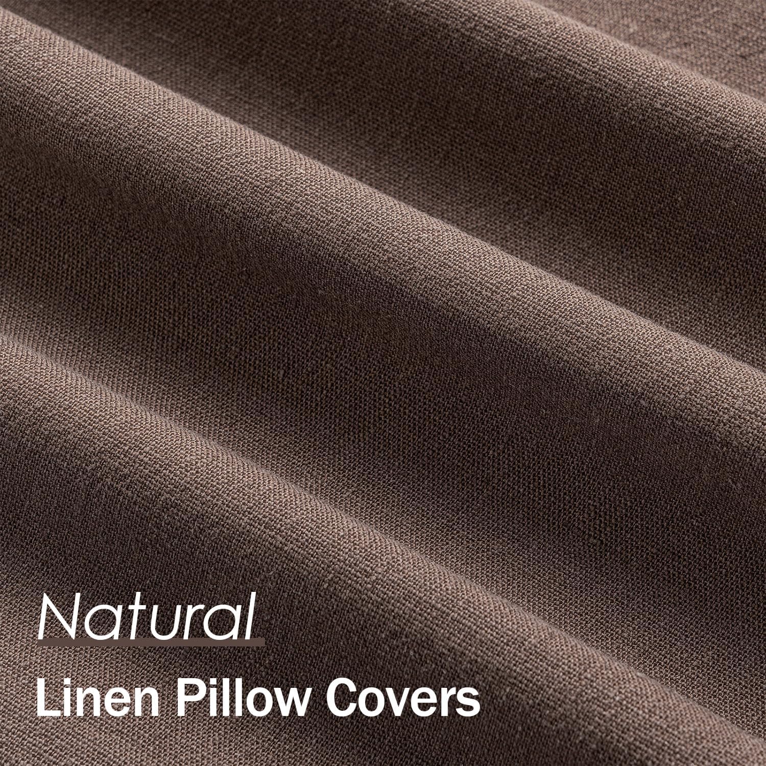 Anroduo Pack of 2 Decorative Linen Pillow Covers Mocha Brown Neutral Farmhouse Boho Soild Cushion Case Soft Accent Pillowcase for Couch Sof…