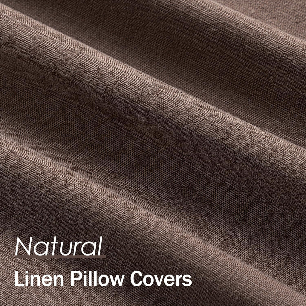 Anroduo Pack of 2 Decorative Linen Pillow Covers Mocha Brown Neutral Farmhouse Boho Soild Cushion Case Soft Accent Pillowcase for Couch Sof…