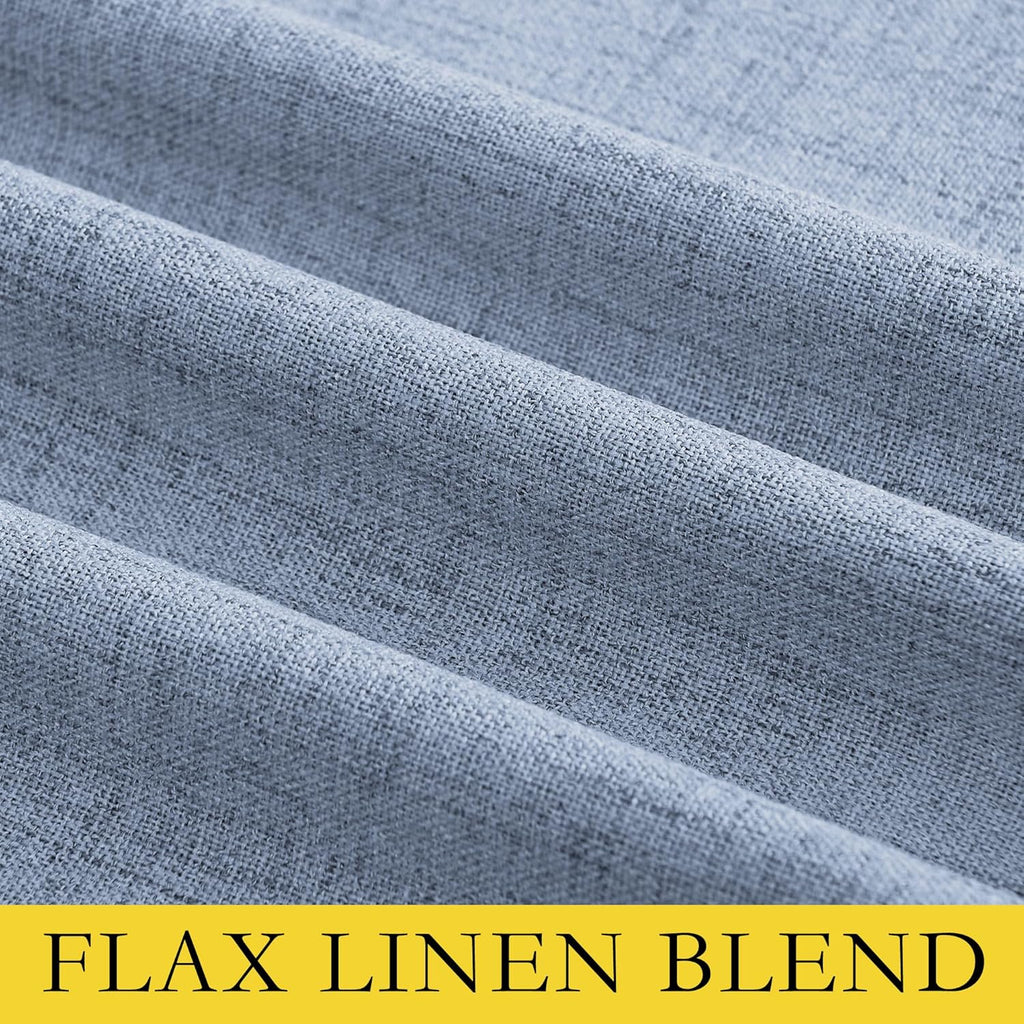 NICETOWN Stone Blue Vintage Linen 100% Blackout Curtains for Living Room, Thermal Insulated Curtains 95" Long, Noise Reducing Window…