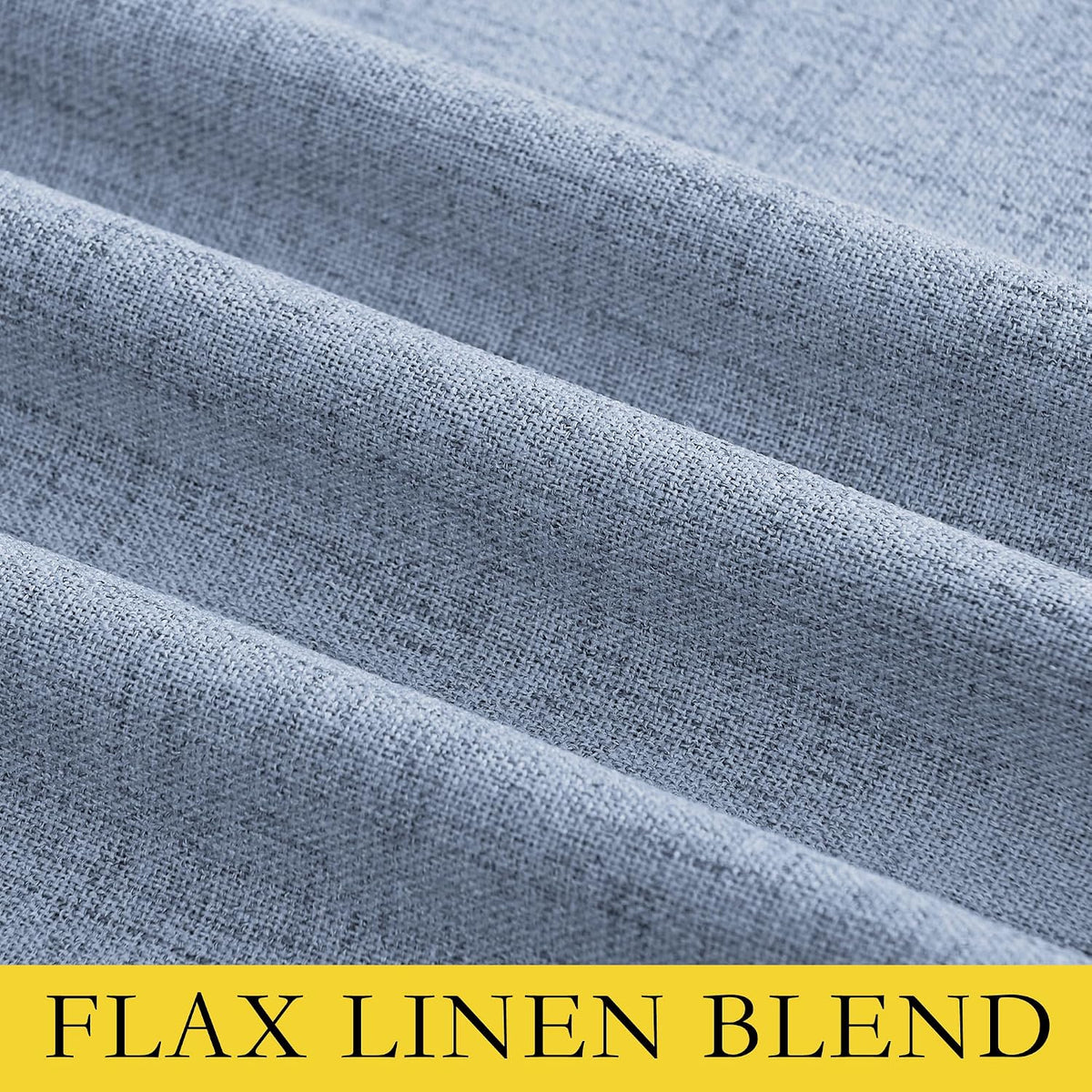 NICETOWN Stone Blue Vintage Linen 100% Blackout Curtains for Living Room, Thermal Insulated Curtains 63" Long, Noise Reducing Window…