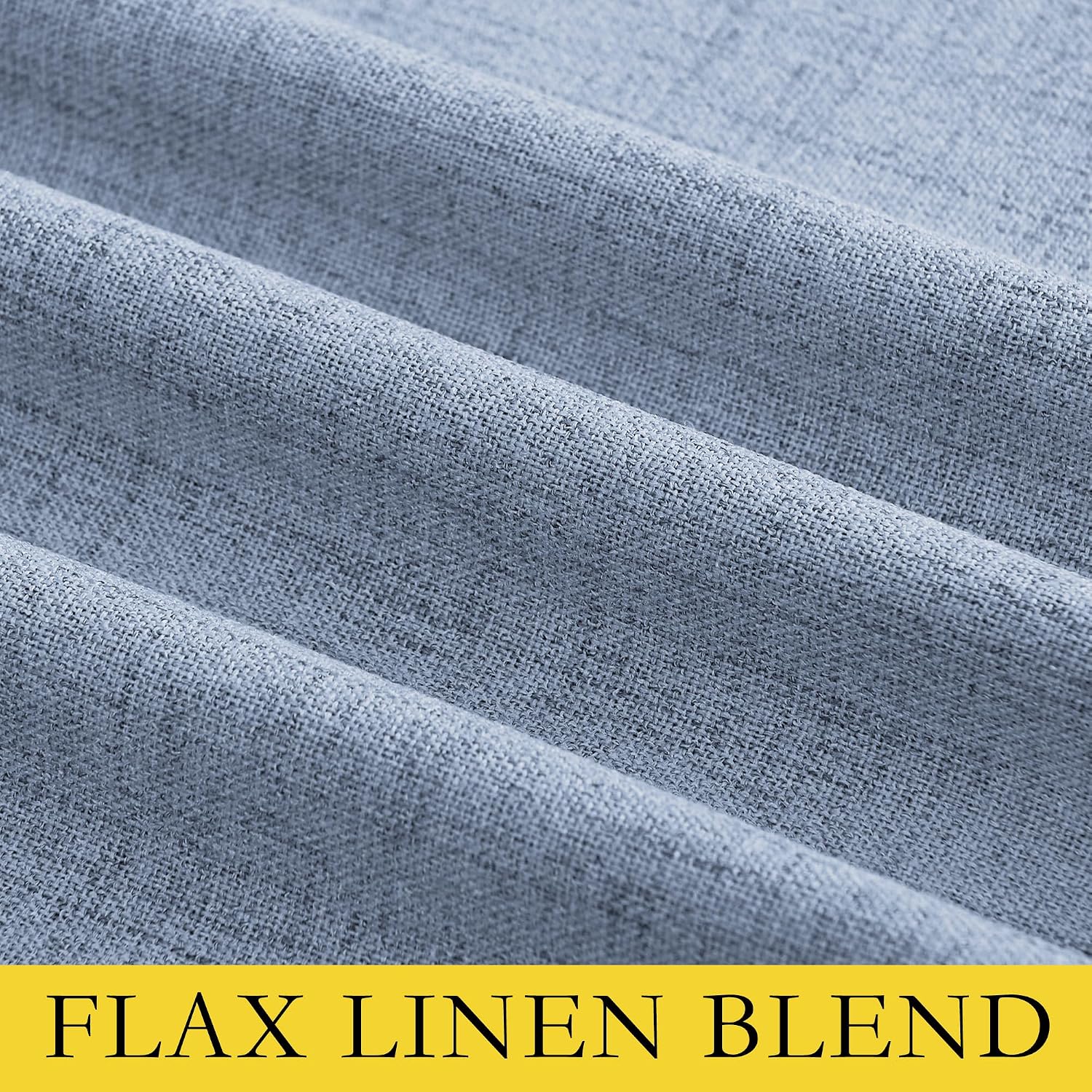 NICETOWN Stone Blue Vintage Linen 100% Blackout Curtains for Living Room, Thermal Insulated Curtains 120" Long, Noise Reducing Window…