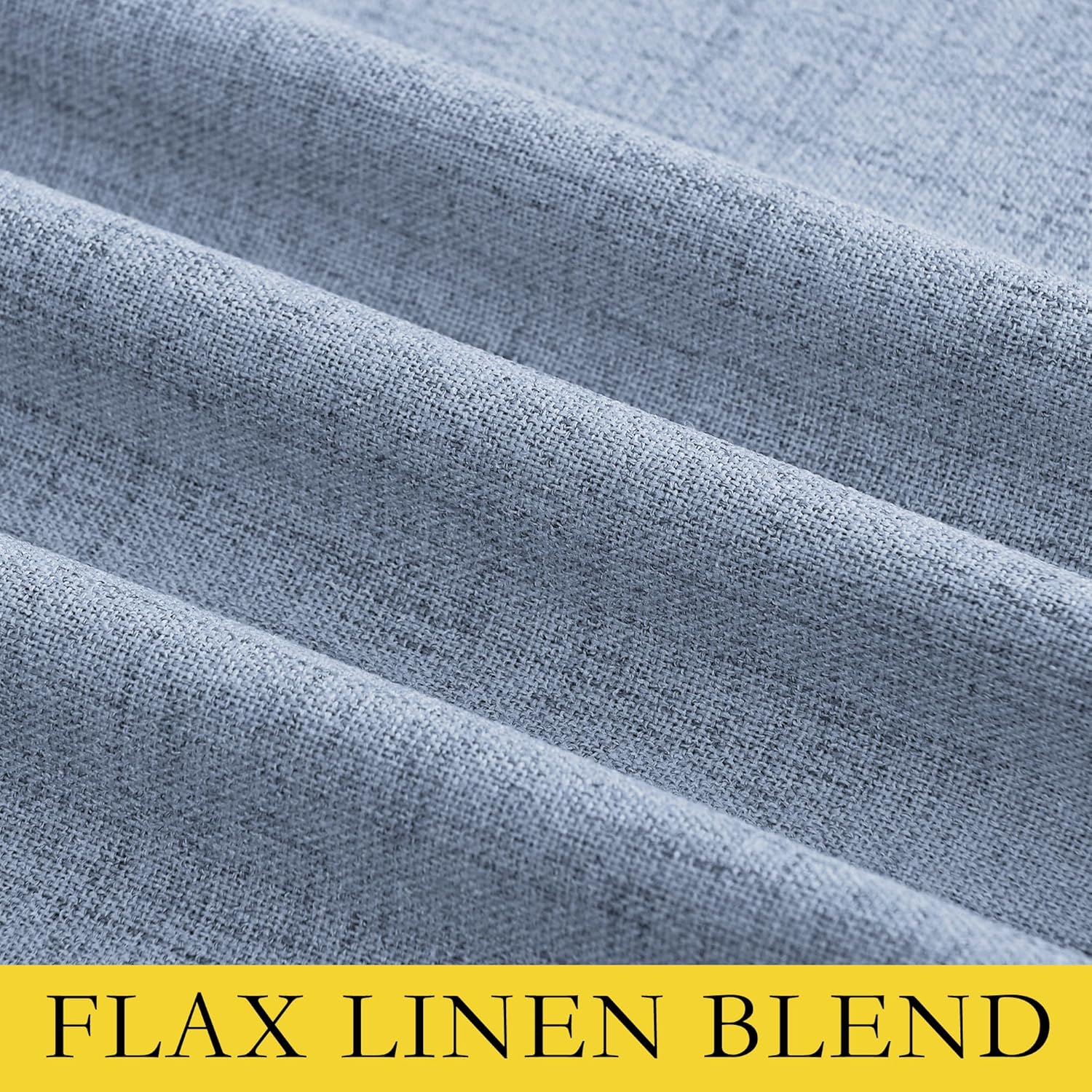 NICETOWN Stone Blue Vintage Linen 100% Blackout Curtains for Living Room, Thermal Insulated Curtains 84" Long, Noise Reducing Window…