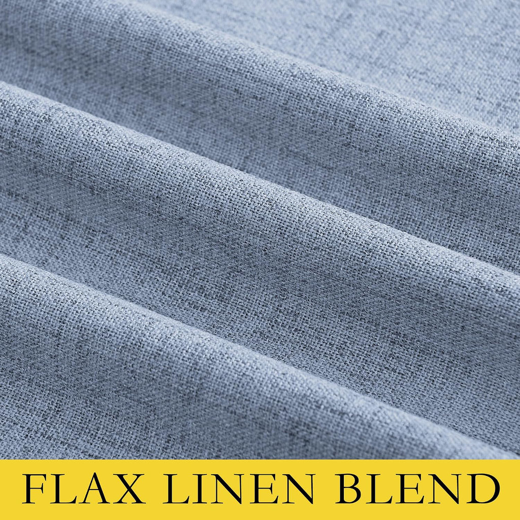 NICETOWN Stone Blue Vintage Linen 100% Blackout Curtains for Living Room, Thermal Insulated Curtains 102" Long, Noise Reducing Window…