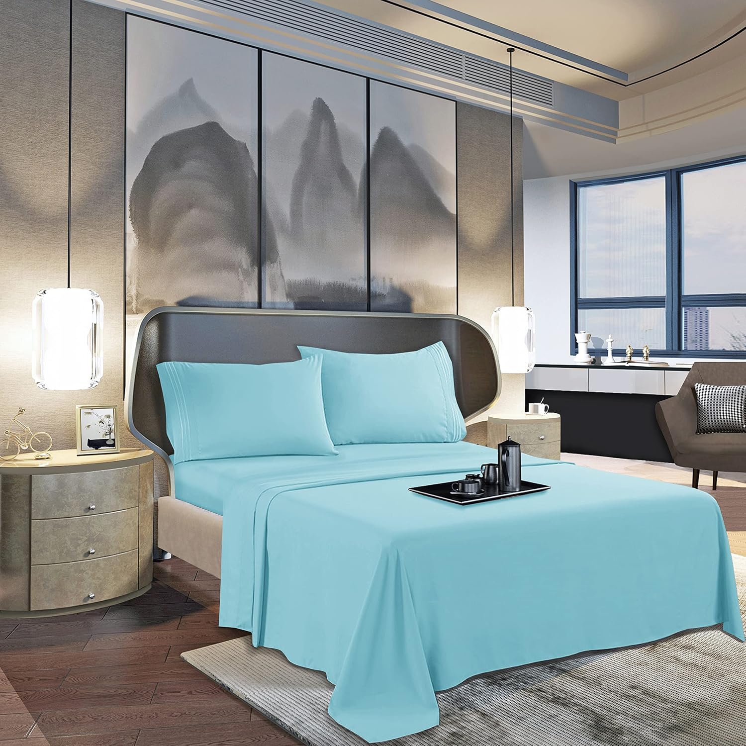 MocassiLuxuryBedding Mocassi Queen Sheet Set - Luxury Hotel 1800 Premier Bedding Sheets & Pillowcases - Ultra Soft Breathable & Cooling Bed…