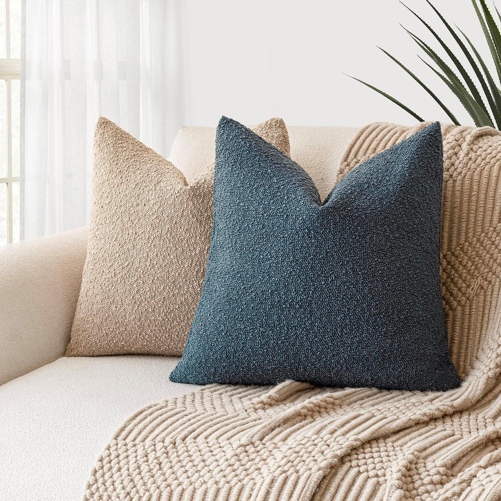 Foindtower Decorative Boucle Throw Pillow Covers Accent Solid Pillow Cases Cozy Soft Textured Couch Cushion Case for Chair Sofa Bedroom…