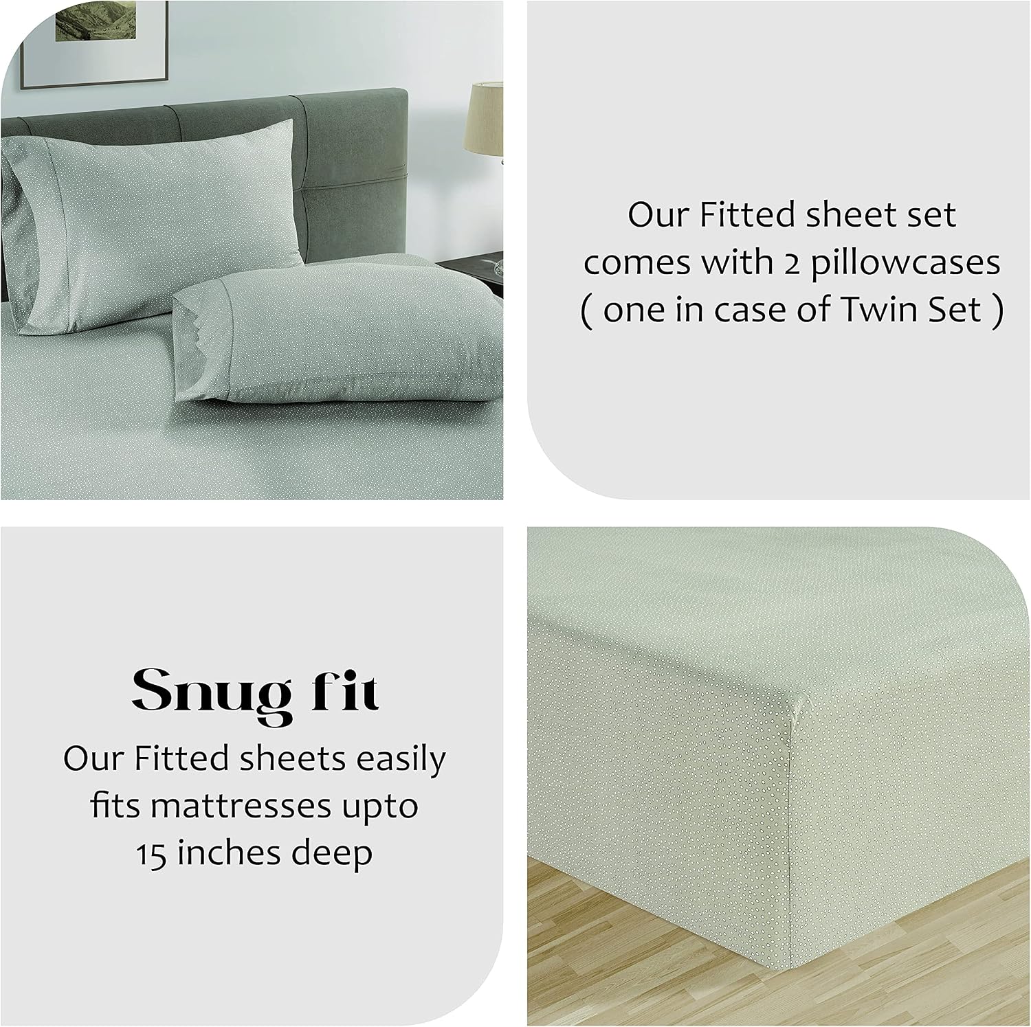 LANE LINEN Twin XL Fitted Sheet, 100% Organic Cotton 2-Piece Set (1 Fitted Sheet, 1 Pillowcase), Percale Weave, Bottom Sheet, Soft, Fits…