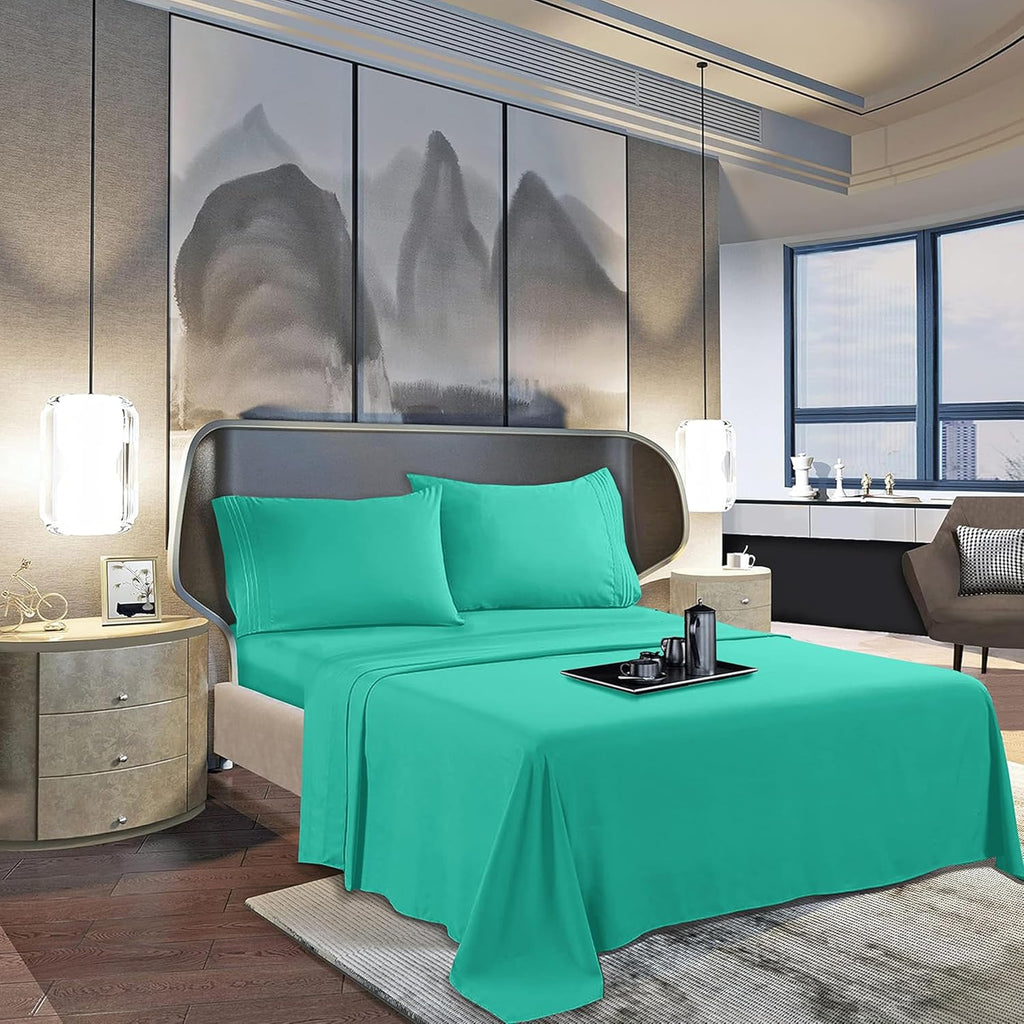 MocassiLuxuryBedding Mocassi Cali King Sheet Set - Luxury Hotel 1800 Premier Bedding Sheets & Pillowcases - Ultra Soft Breathable & Cooling…