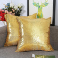 Eternal Beauty Set of 2 Sequin Decorative Pillow Cover Gold Pillow Covers for Couch Sofa Throw Pillows 18 X 18 Inches