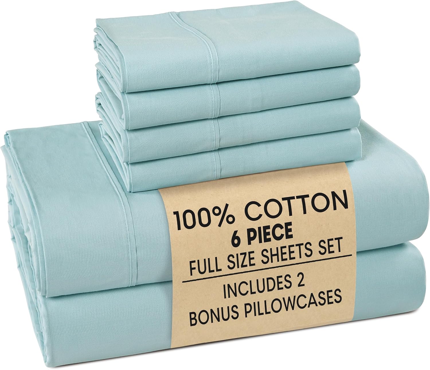 Casa Platino Full Sheets Sets – 100% Cotton Full Sheets Cooling with 4 Pillowcases, 15" Deep Pocket Fitted Sheet, Crisp & Smooth Feel…