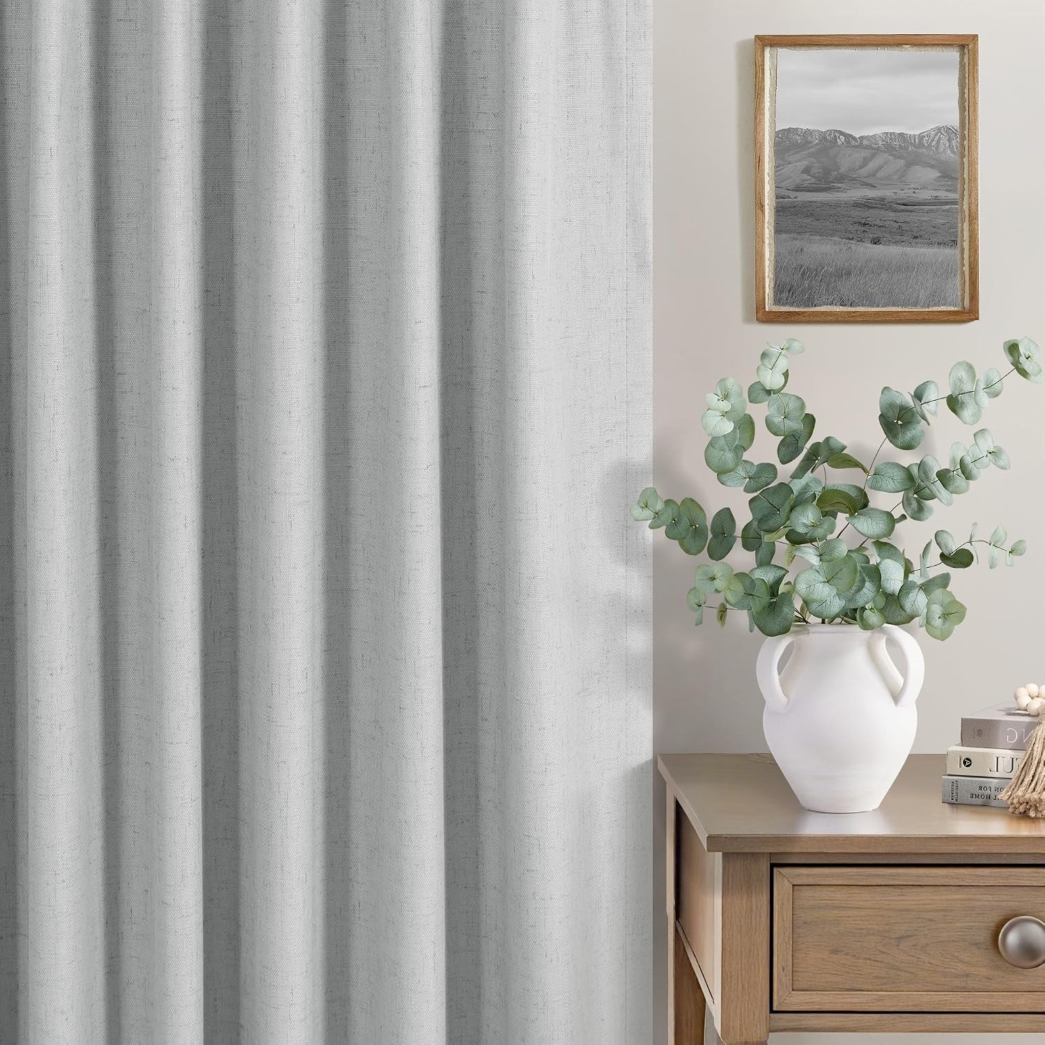 Dancurton Elegant Light Grey 100% Black Out Curtains 96 Inch Length 2 Panel for Living Room Darkening White Back Tab Thermal Insulated Long…