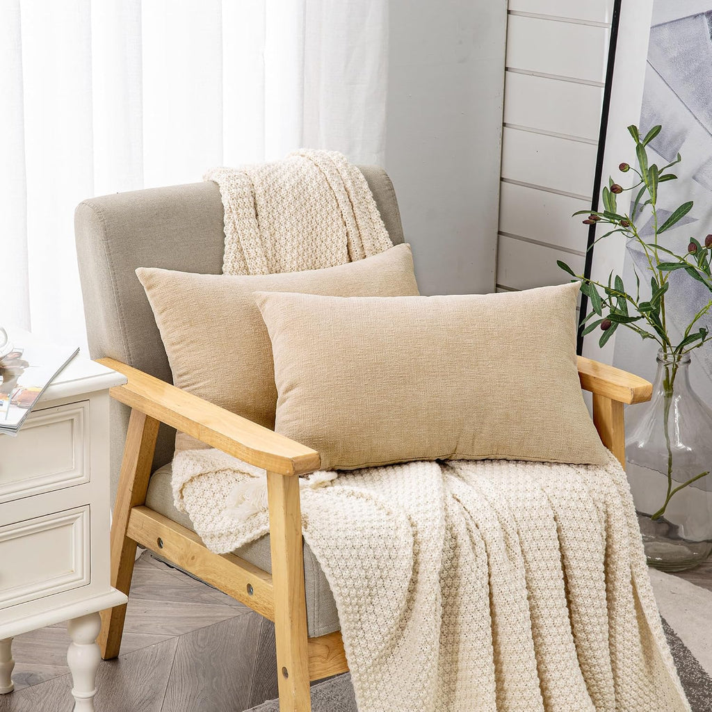 Gawamay Decorative Rectangle Throw Pillow Covers 12"x20" Inch Set of 2, Soft Chenille Fall Lumbar Support Pillow Cases for Living Room Bedr…