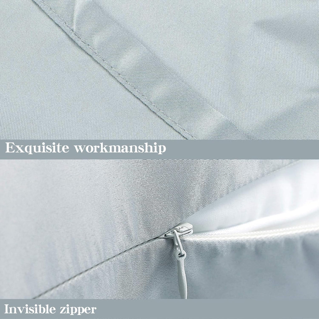 Ntbay Zippered Satin Pillow Cases for Hair and Skin, Luxury King Hidden Zipper Pillowcases Set of 2, 20x36 Inches, Grey 36 Inches Grey