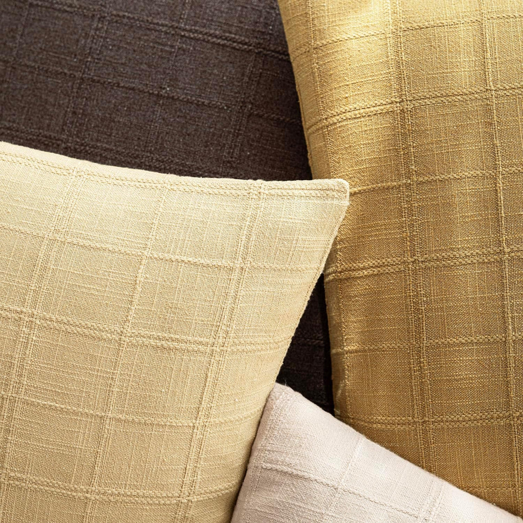 Foindtower Set of 1 Decorative Linen Check Throw Pillow Cover Neutral Farmhouse Vintage Cushion Cover Modern Boho Accent Home Decor for…
