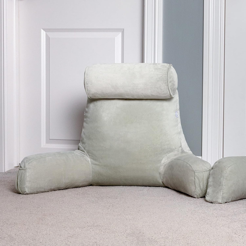Husband Pillow Medium Reading Pillow with Arms - 23" Backrest for Sitting Up in Bed - Firm Support Bed Rest Pillow for Adults, Neck Roll…