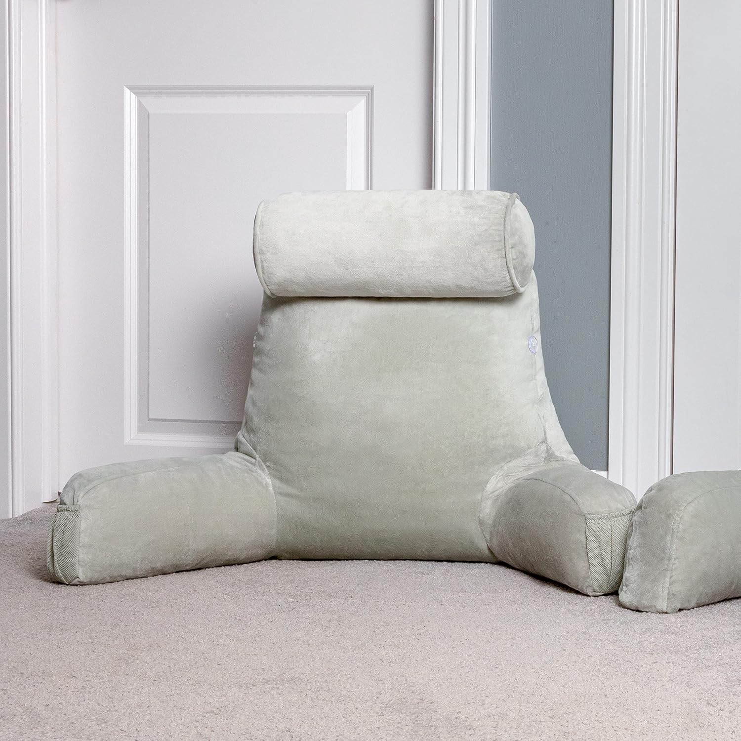 Husband Pillow Medium Reading Pillow with Arms - 23" Backrest for Sitting Up in Bed - Firm Support Bed Rest Pillow for Adults, Neck Roll…
