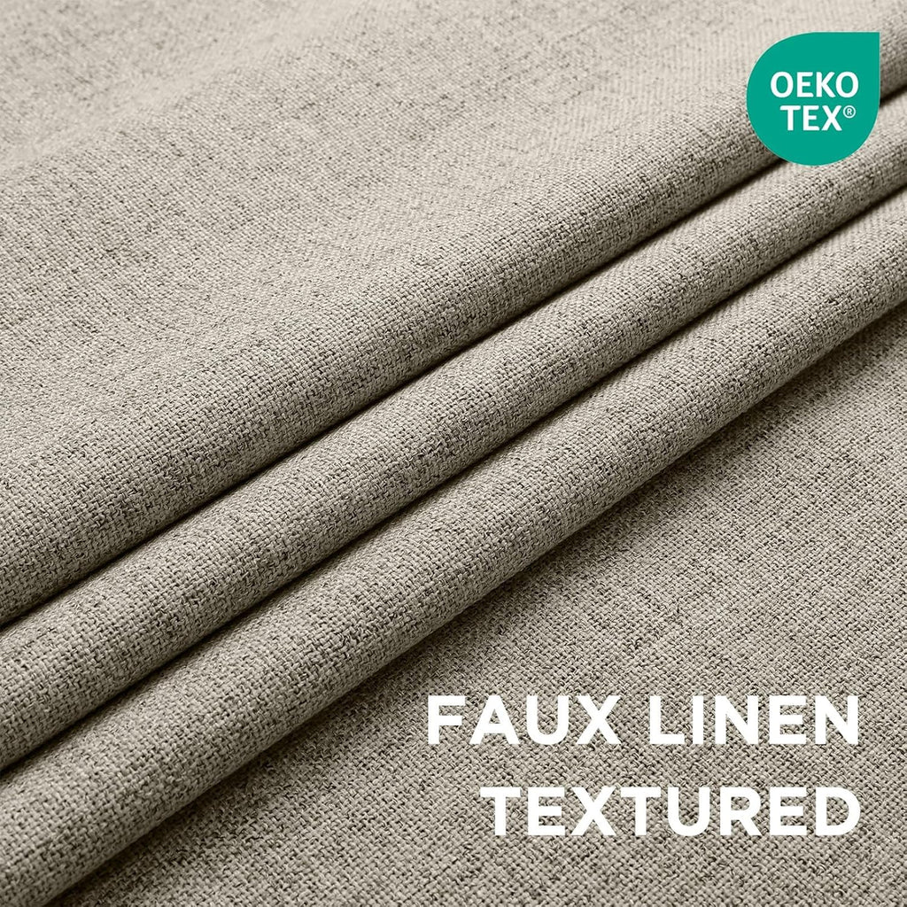 Cucraf 100% Blackout Curtains 54 inches Length 2 Panels Set, Room Darkening Linen Textured Curtain Grommet for Bedroom Living Room, Light B…