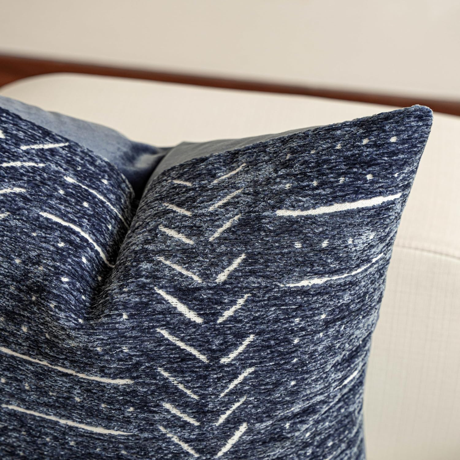 BlissBlush Decorative Lumbar Pillow Covers 12x20 Set of 2, Blue Soft Woven Chenille Accent Pillow Covers for Couch Sofa Bed, Textured…