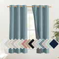 NICETOWN 100% Absolutely Blackout Linen Curtains with Thermal Insulated White Liner, Skylark Blue, 42" Wide, 63" Length Energy Saving…