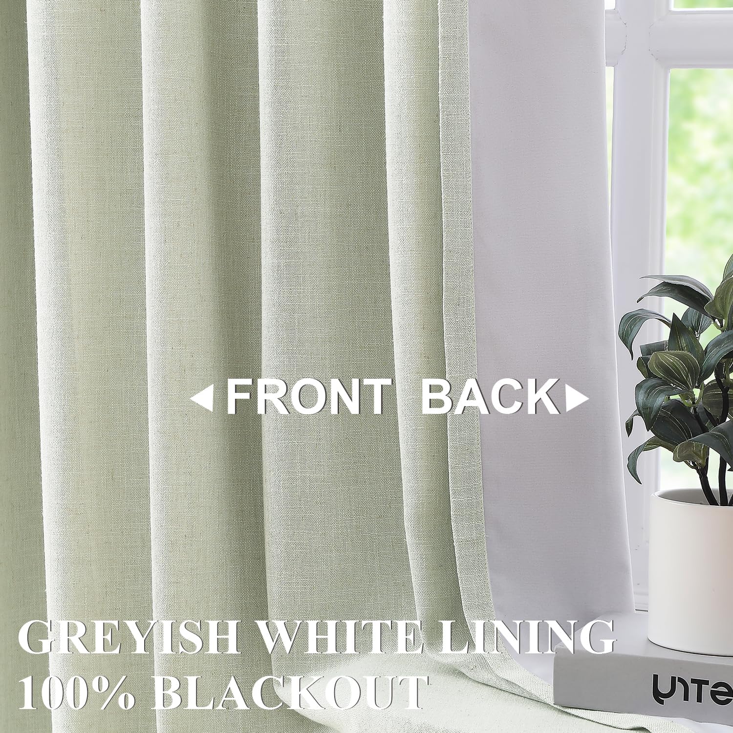 VisionHome Vision Home Soft Green Pinch Pleated Full Blackout Curtains Linen Blended Room Darkening Window Panels 108 inch for Living Room…