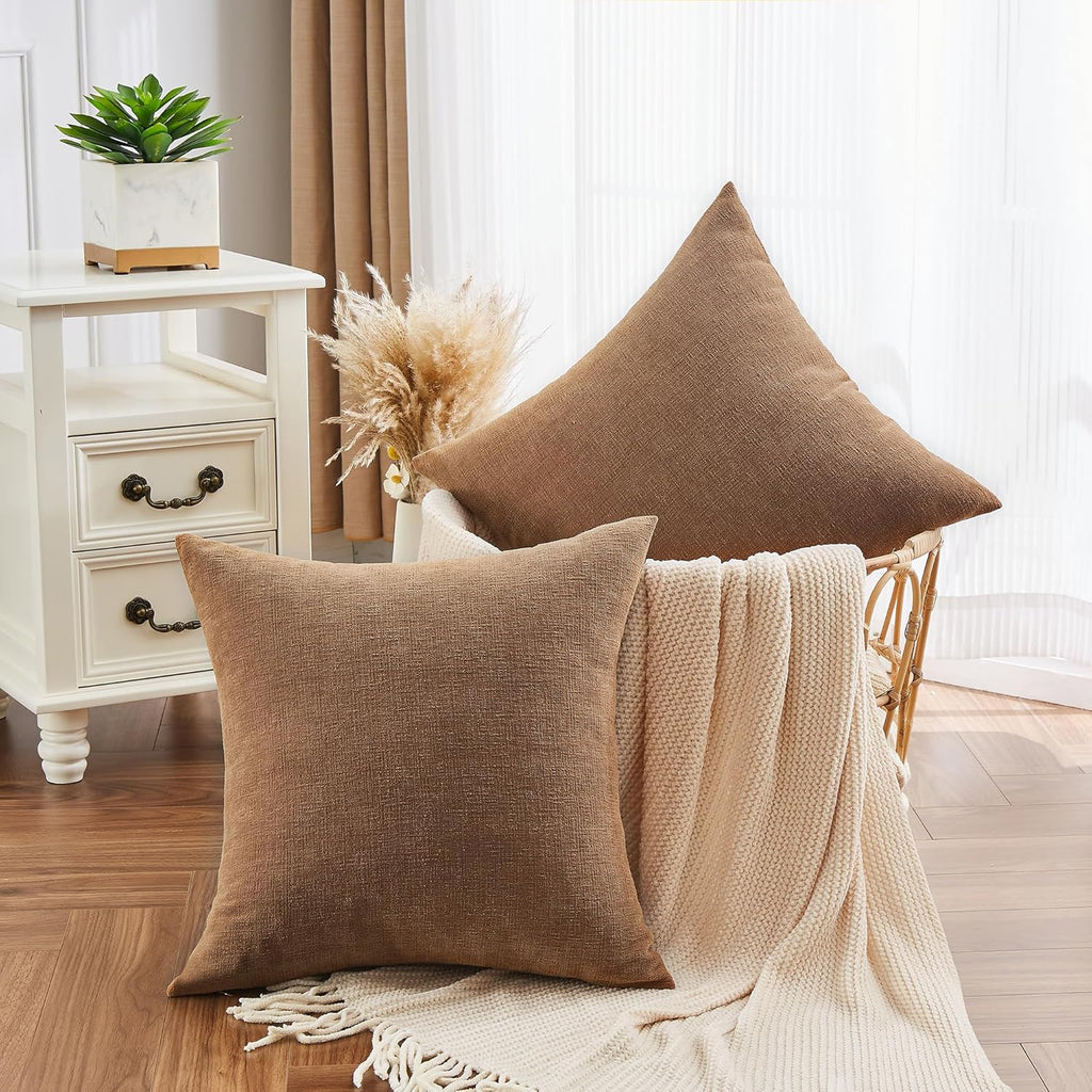 Gawamay Decorative Square Throw Pillow Covers 18"x18" Inch Set of 2, Super Soft Chenille Pillows Cover Fall Pillowcase for Living Room Bedr…