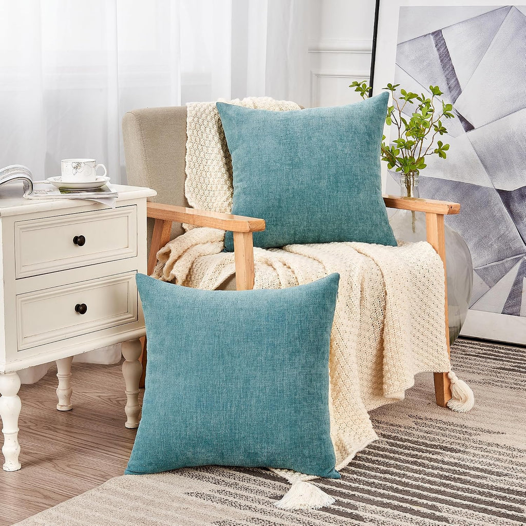 Gawamay Decorative Chenille Throw Pillow Covers 24x24 Inch Pack of 2, Soft Square Couch Pillow Cover for Sofa Cushion Living Room Bedroom S…