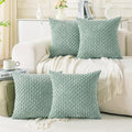 Cozoomy Set of 4 Aqua Decorative Throw Pillow Covers 18x18 Inch Corduroy Pillow Covers for Bed Couch Sofa Living Room Soft Square Cushion C…